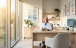 Modern medical consultation room for minimally invasive arthritis treatment discussions