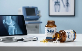 Joint pain supplements with medical technology showing treatment progression from conservative to advanced care