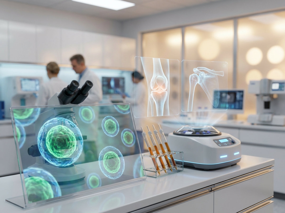 Advanced regenerative medicine for orthopedics laboratory with stem cells and cellular therapy equipment