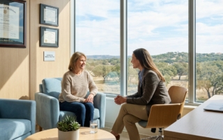 Professional stem cell therapy consultation room in Austin Texas with patient and healthcare provider