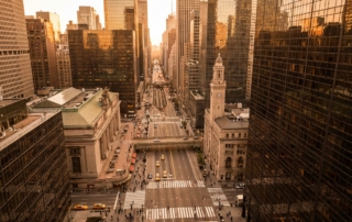 Midtown Manhattan skyline near Madison Avenue, highlighting professional district accessibility