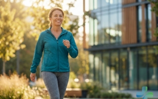 Active adult walking confidently outdoors representing successful hip arthritis non surgical treatment outcomes