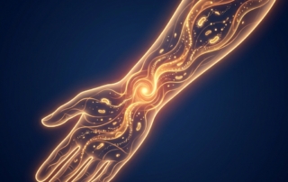 Glowing wrist illustration symbolizing carpal tunnel syndrome PRP treatment and nerve regeneration healing process