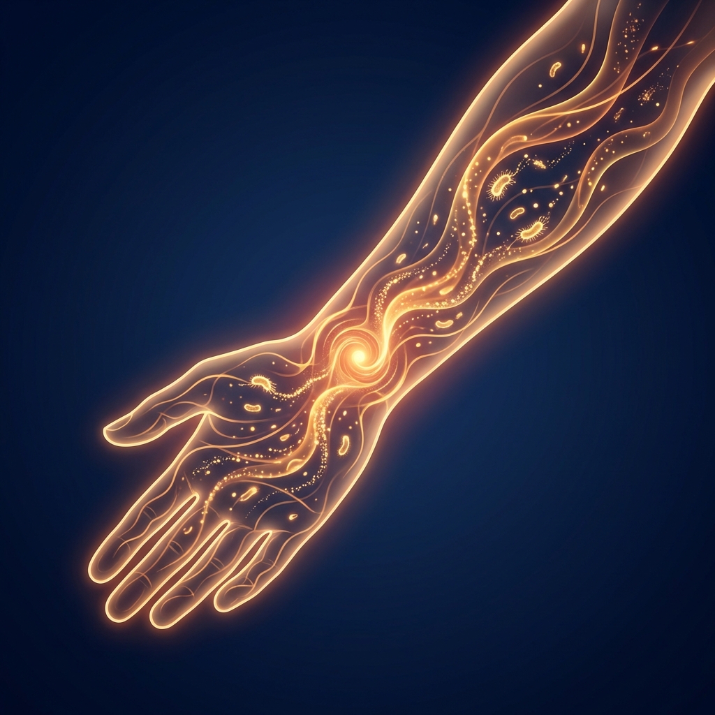 Glowing wrist illustration symbolizing carpal tunnel syndrome PRP treatment and nerve regeneration healing process