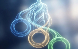 Conceptual illustration of a multi-stage biological cascade representing multi modal regenerative medicine healing phases