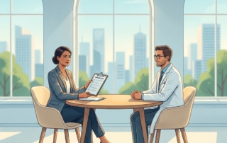 Patient consulting with a physician at a regenerative orthopedic clinic in Austin, reviewing a care checklist