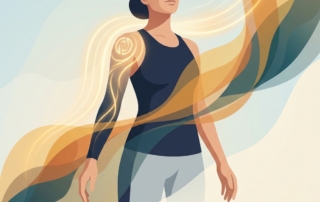 Person experiencing restored arm mobility after biceps tendonitis PRP injection treatment, illustrated with warm healing light