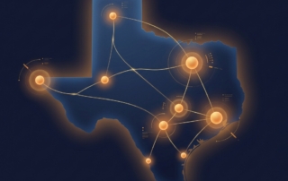 Illustrated Texas map highlighting six non surgical orthopedic clinic locations across major cities