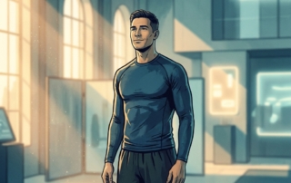 Athlete standing confidently in a modern sports medicine facility representing cellular therapy for athletes