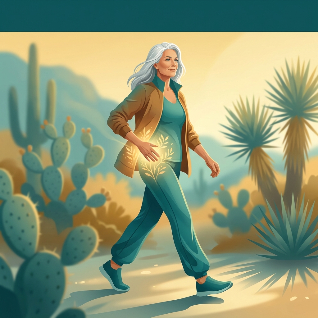 Active woman walking confidently outdoors, representing recovery through greater trochanteric pain syndrome treatment