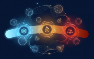 Abstract 3-zone biomarker spectrum illustrating stem cell therapy inflammation levels from low to high