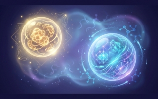 Stylized illustration showing distinct cellular compositions representing BMAC vs stem cell therapy differences