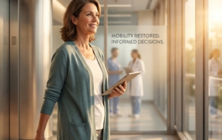 Person walking confidently in a modern clinic, representing hope for those asking if PRP therapy can help bone on bone knees