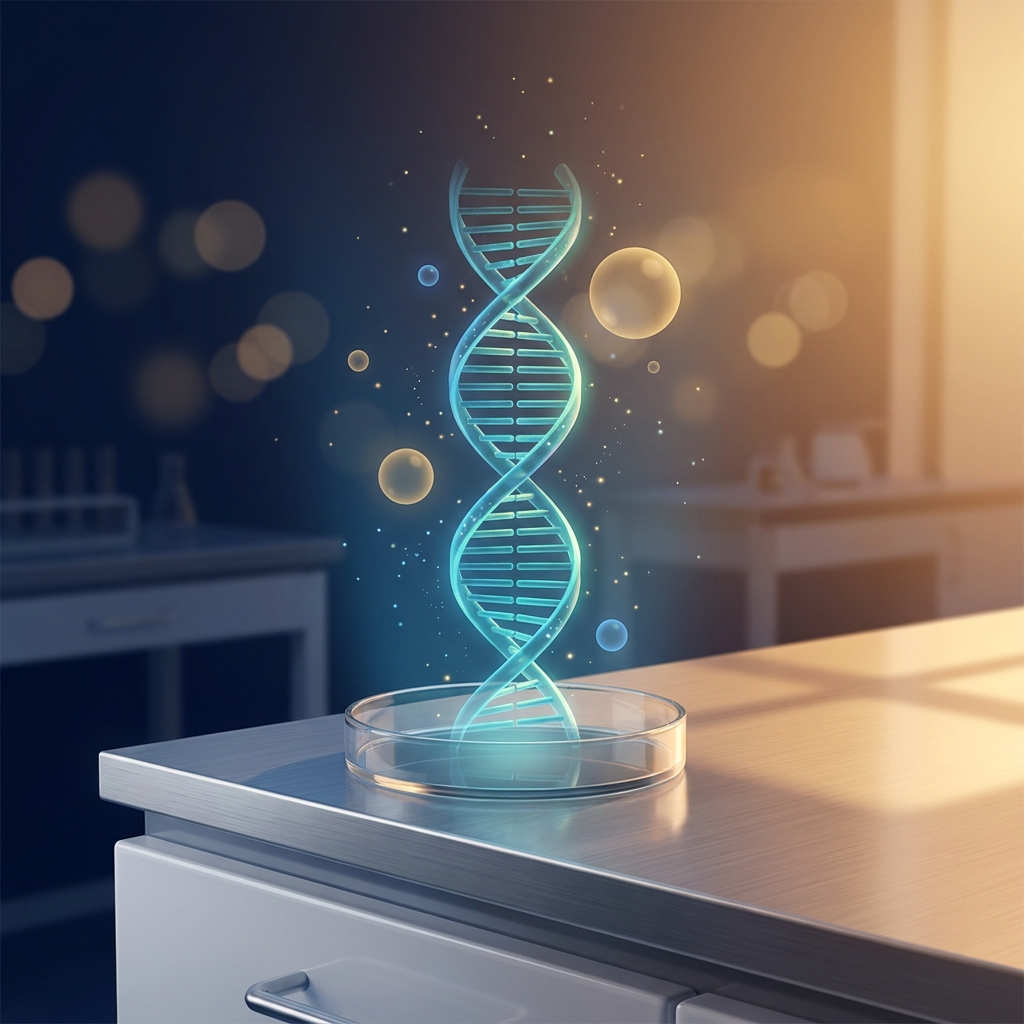 Glowing DNA helix representing stem cell therapy clinical trials 2026 breakthroughs in regenerative medicine