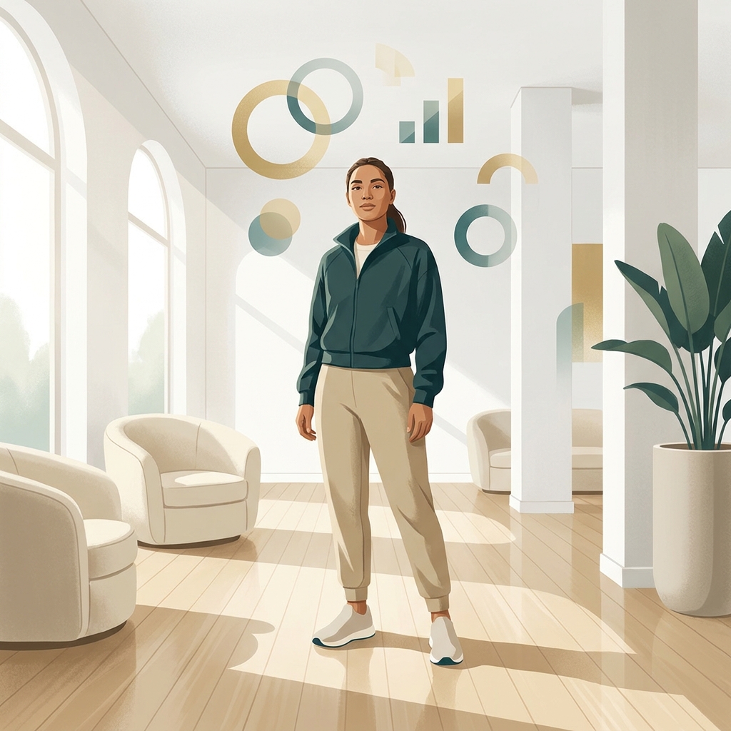 Person confidently standing in a modern regenerative medicine clinic, representing informed decisions about PRP therapy cost.