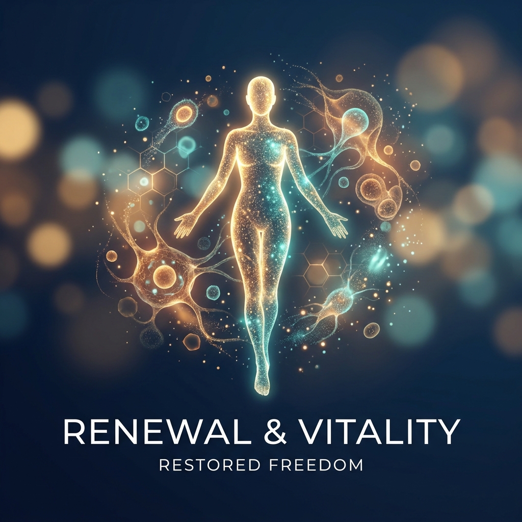 Glowing human silhouette symbolizing healing and renewal through regenerative medicine treatments