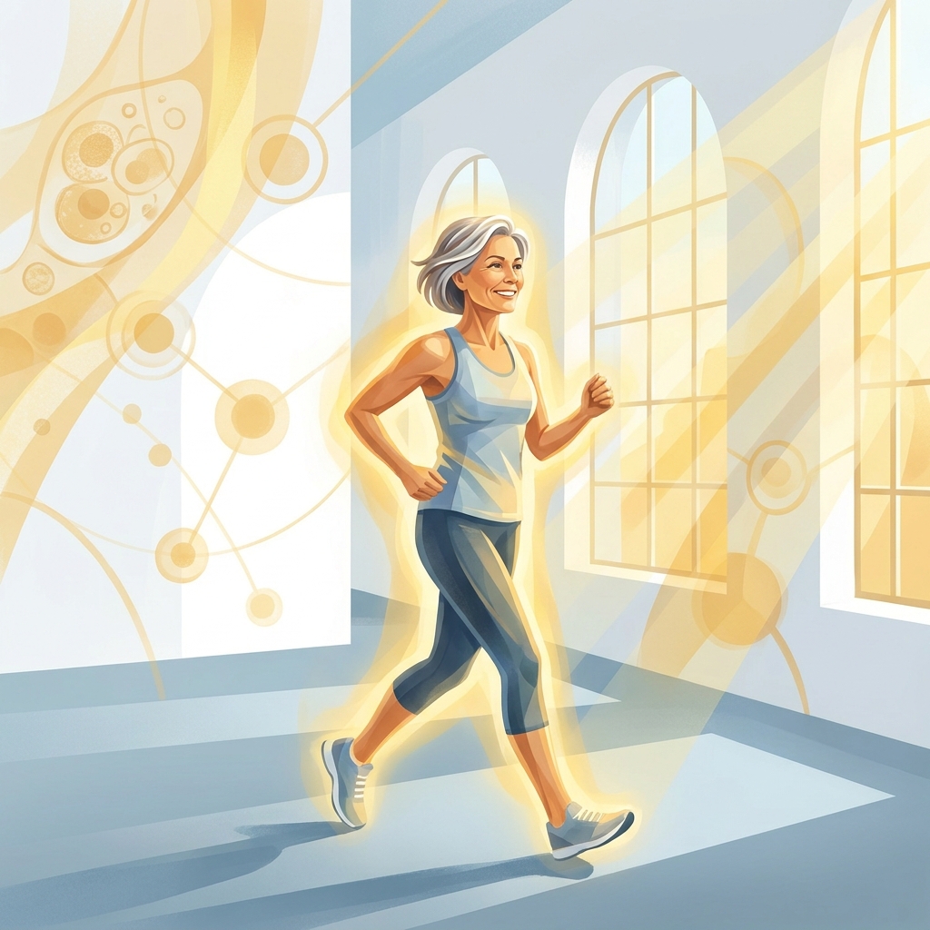 Person walking confidently in a modern wellness clinic, representing advanced knee therapy for pain relief options