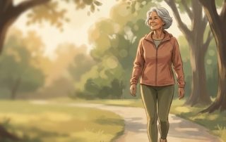 Active senior woman walking pain-free outdoors, representing non surgical knee relief seniors swear by