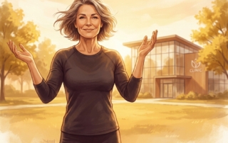 Person experiencing shoulder pain without surgery options, standing confidently and pain-free in warm golden light