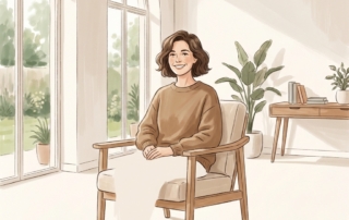 Confident patient at ease in a modern clinic, representing orthopedic treatment without anesthesia through regenerative care.