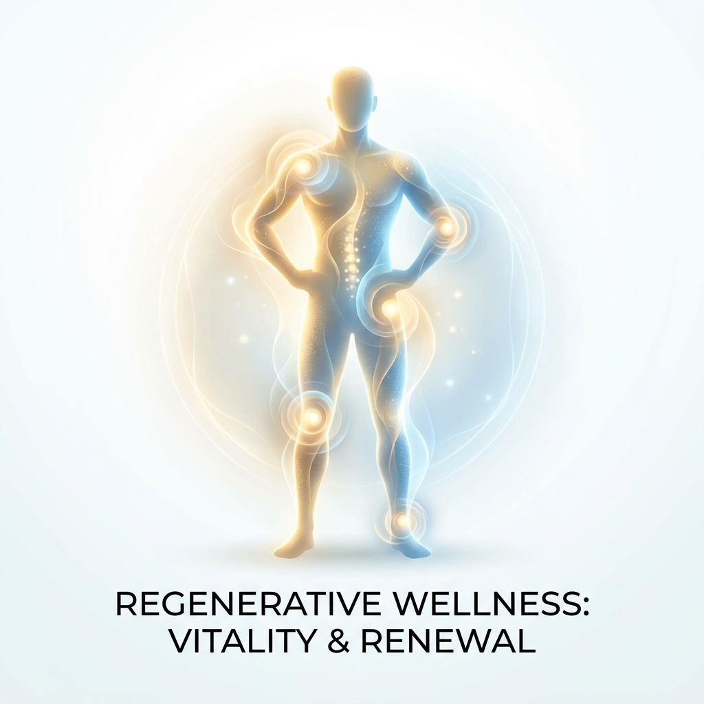 Illuminated body silhouette showing multiple regions where PRP treats conditions, representing full-body regenerative healing
