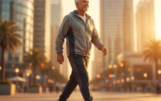 Active senior man walking confidently in Houston TX, representing outcomes of regenerative orthopedics treatment