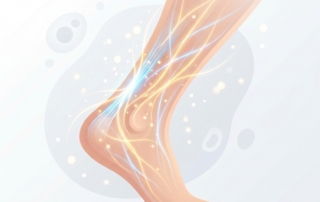 Illustrated glowing Achilles tendon area representing regenerative healing for PRP injection for Achilles tendinopathy