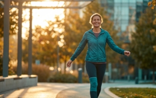 Active person walking freely outdoors, representing recovery through knee replacement surgery alternative injections