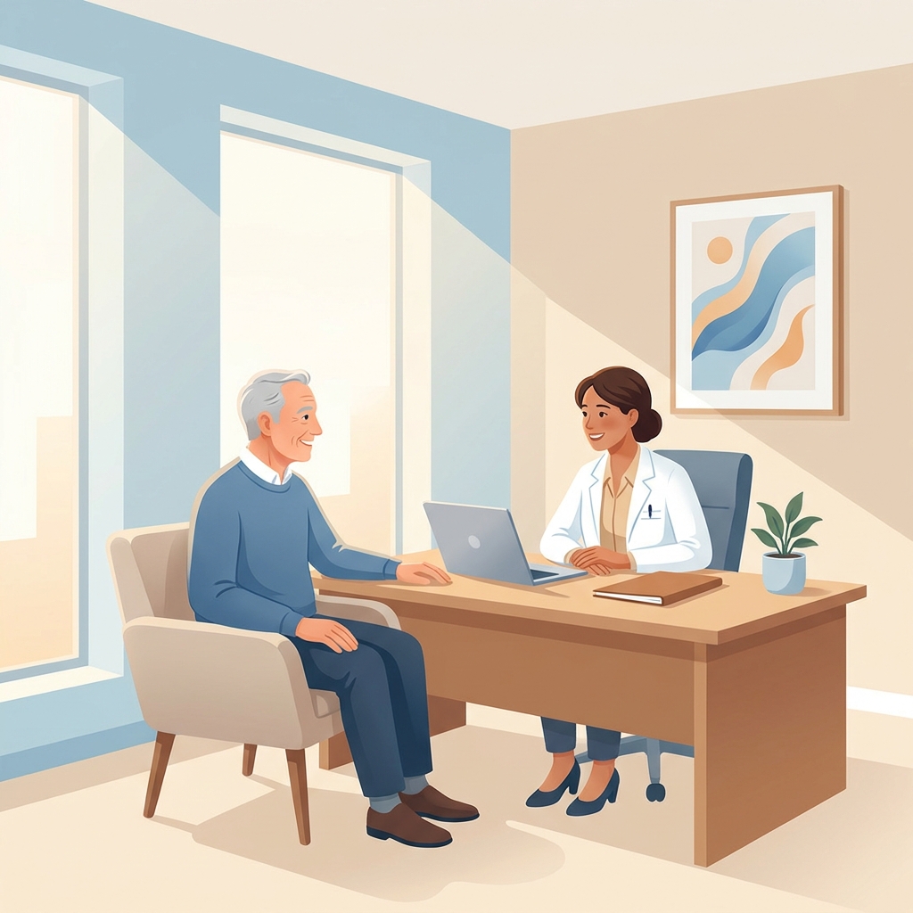 Patient and doctor discussing whether Medicare covers stem cell therapy during consultation