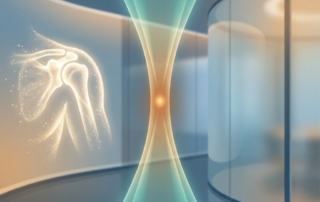 Conceptual illustration of a narrowing timing window for rotator cuff tear stem cell therapy