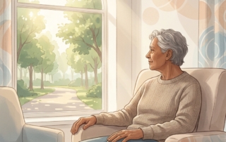Older adult sitting comfortably, illustrating pain relief after knee replacement journey