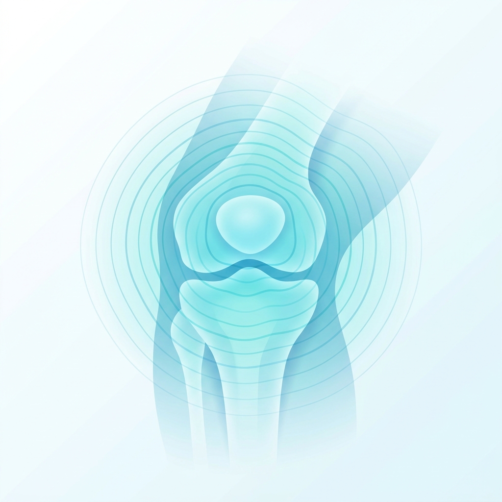 Conceptual topographic map illustration showing zones of cap knee pain on the kneecap