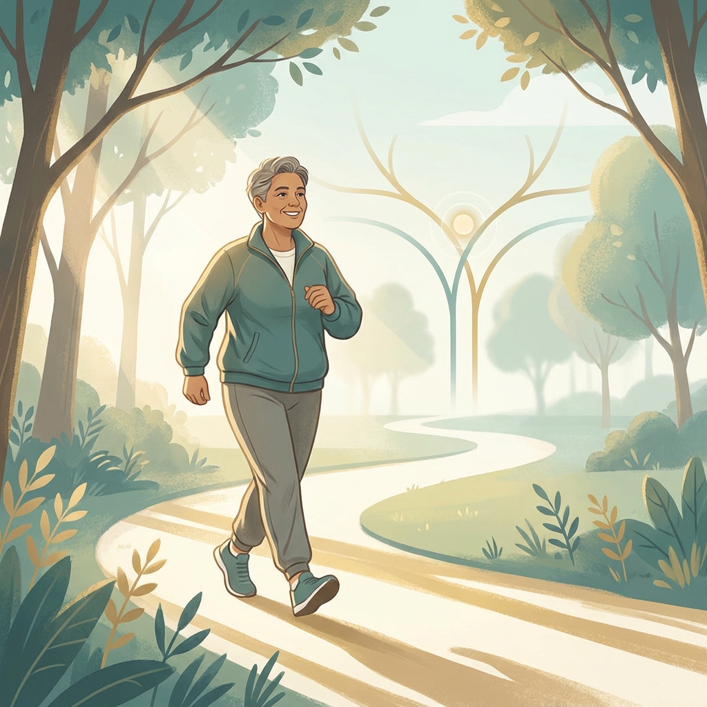 Person walking confidently outdoors, representing how to avoid knee surgery naturally